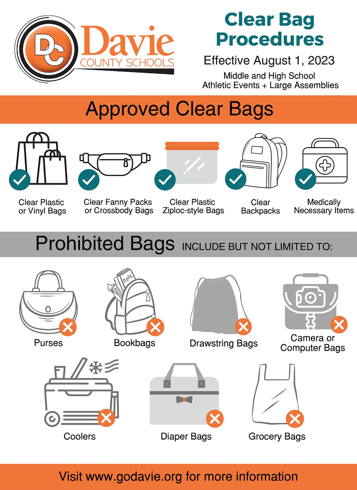 clear bag policy sign